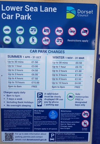 2024 prices for lower sea lane car park Charmouth